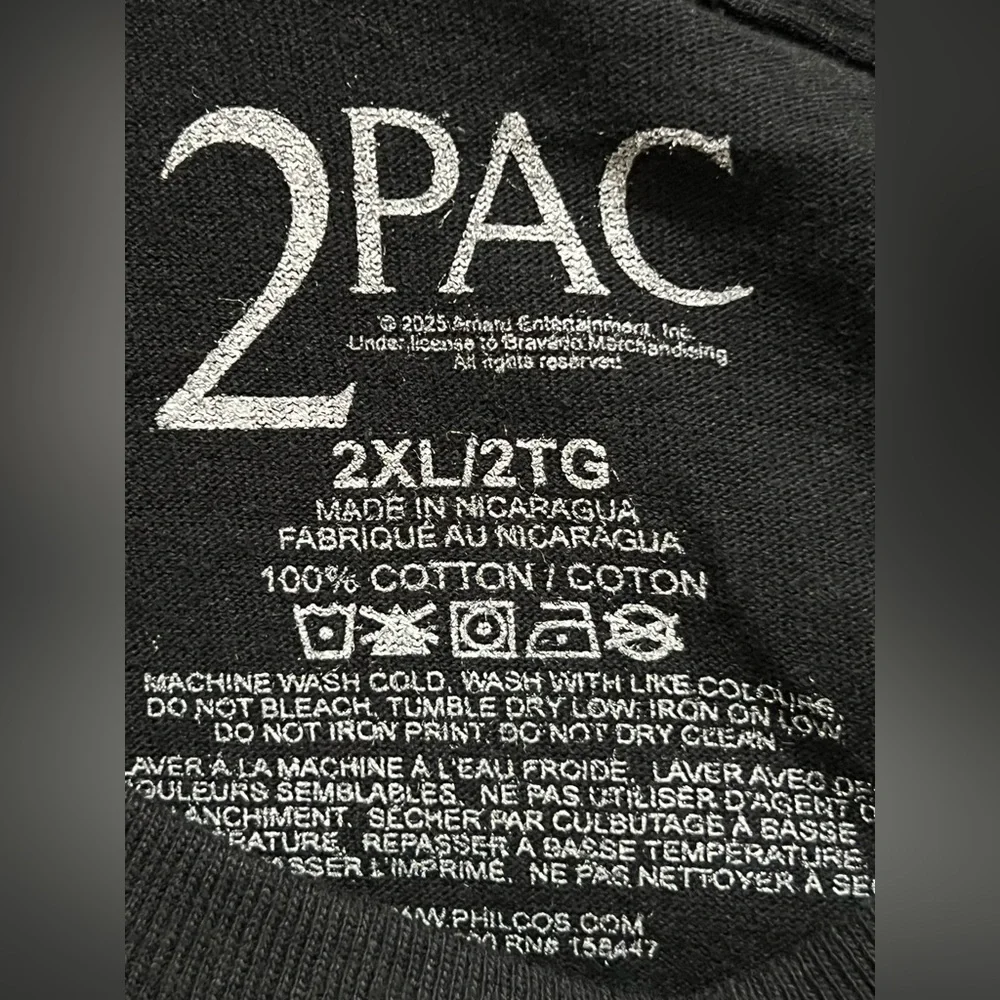 2Pac Tupac Shakur men’s Black Graphic T-Shirt‎ rapper rap music size 2XL